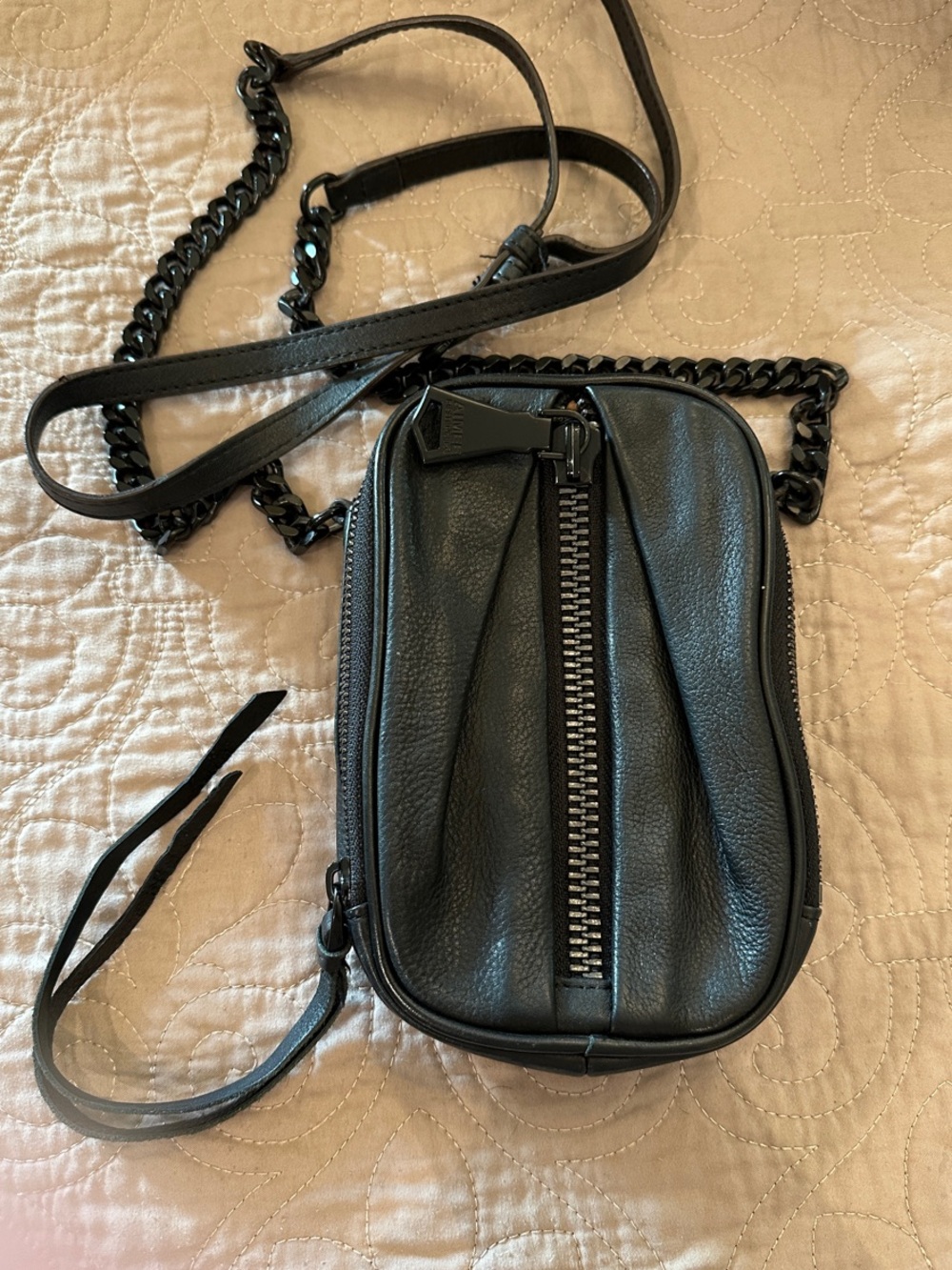 Aimee Kestenberg Tamithia Black Leather Crossbody Bag with Chain Strap